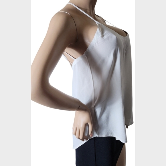 CHASER White Silk Semi Sheer Strappy Back Cami Tank Top Size Medium - Picture 4 of 10
